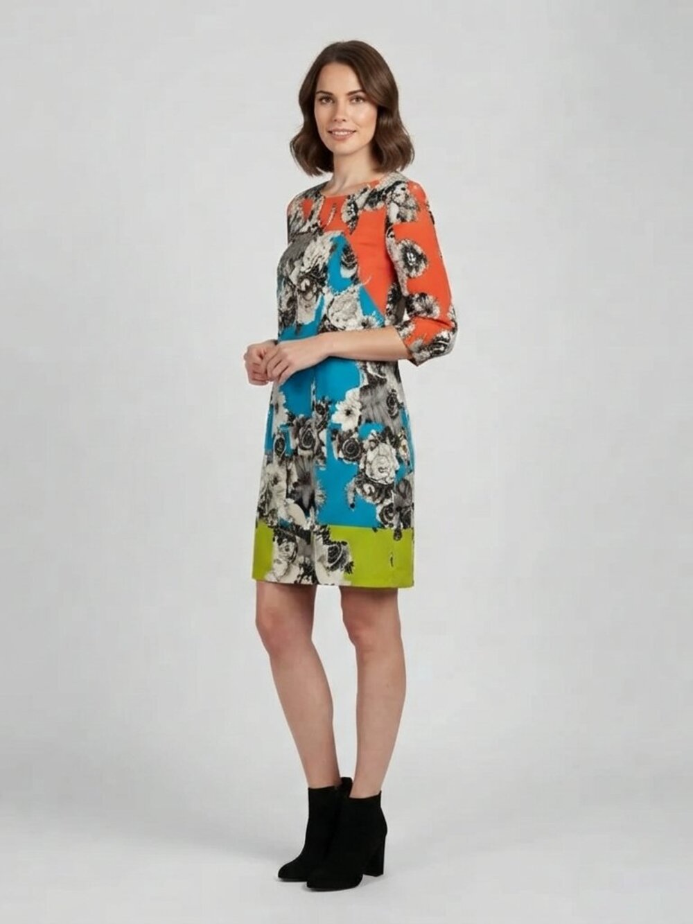 Yoana Baraschi Anthropologie Floral Colorblock Mini Shift Dress S
